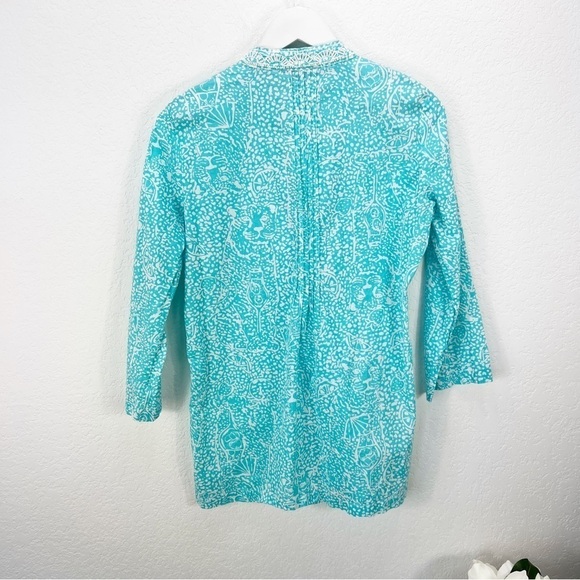 Lilly pulitzer sarasota beaded tunic shorely blue ice cake small S - Picture 5 of 6